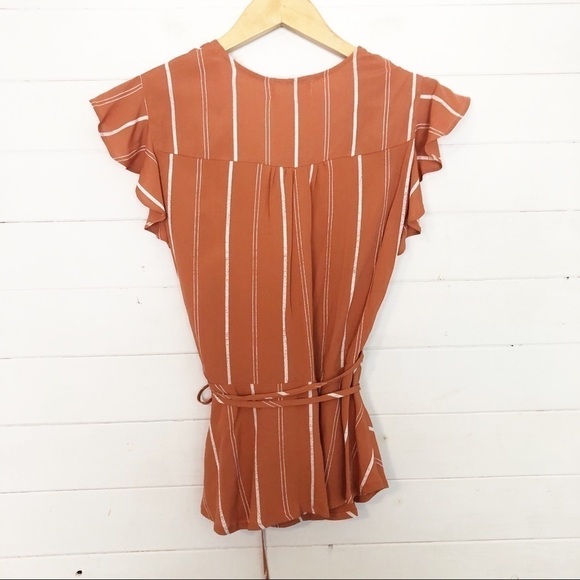 Sage the Label Orange Pinstripe Wrap Top - Picture 5 of 8
